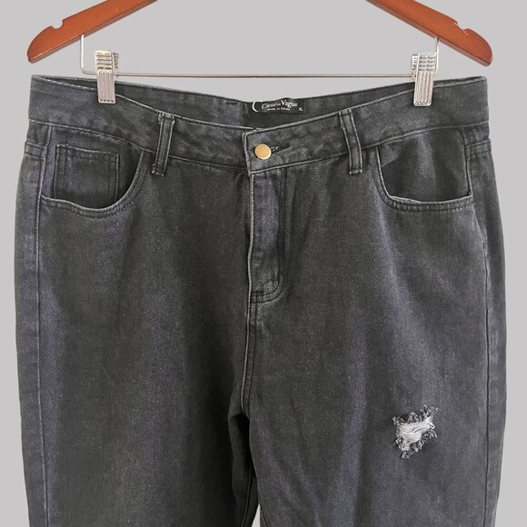 Coeur de‎ Vague Jeans Womens XL Black Distressed Capri Style NWT - Picture 11 of 16